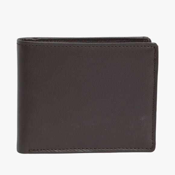 Slate & Stone Smooth Premium Leather Bifold Wallet Dark Brown NEW - Picture 1 of 7